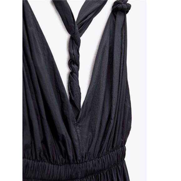 Zara Nylon Dress Black M Nwt - Picture 3 of 7